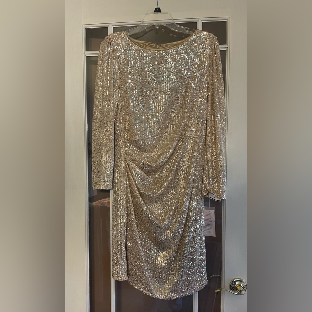 Nanette Lepore Gold Sequin Midi Dress
